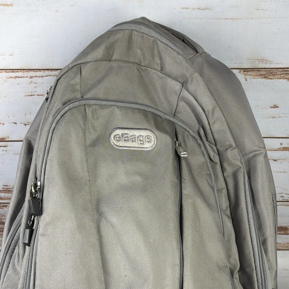 eBags TLS Workstation Travel Laptop Backpack Gray Commuter Bag Carry On Pockets